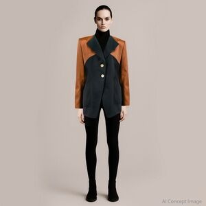 LOUIS FERAUD Rusty Bronze and Black Cotton Jacket Blazer US 14 Made in Germany